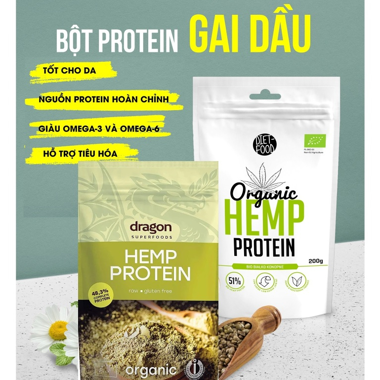 [6.2027] Protein hạt gai d a u hữu cơ Dragon Superfoods/ Diet-food H e m p Protein 200g
