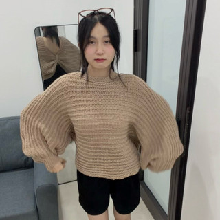 LT - Áo len nữ thừng xoắn ngực dài tay cánh dơi style vintaget free size 1294