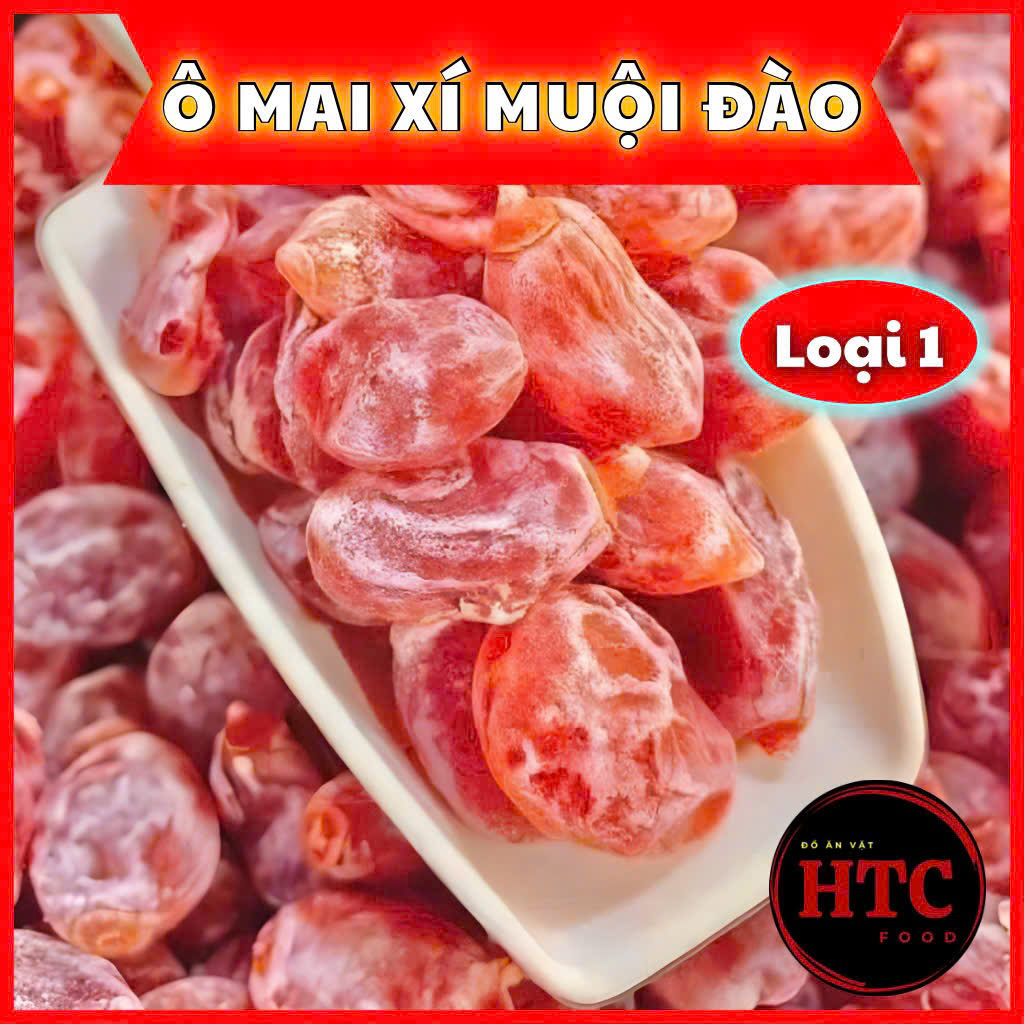 Ô mai xí muội đào hồng nguyên quả loại 1 cực ngon, xí muội núi chua ngọt ăn vặt, 250g/500g, HTC Food