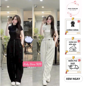 Quần Ống Rộng Nỉ Nữ Dây Rút Chất Nỉ Dày Dặn Cạp Chun Co Giãn From đẹp