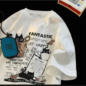 Áo Thun Fantastic Happy Cat Form Rộng Chất Vải Cotton Dày Dặn - Không Xù Lông New Ss2025