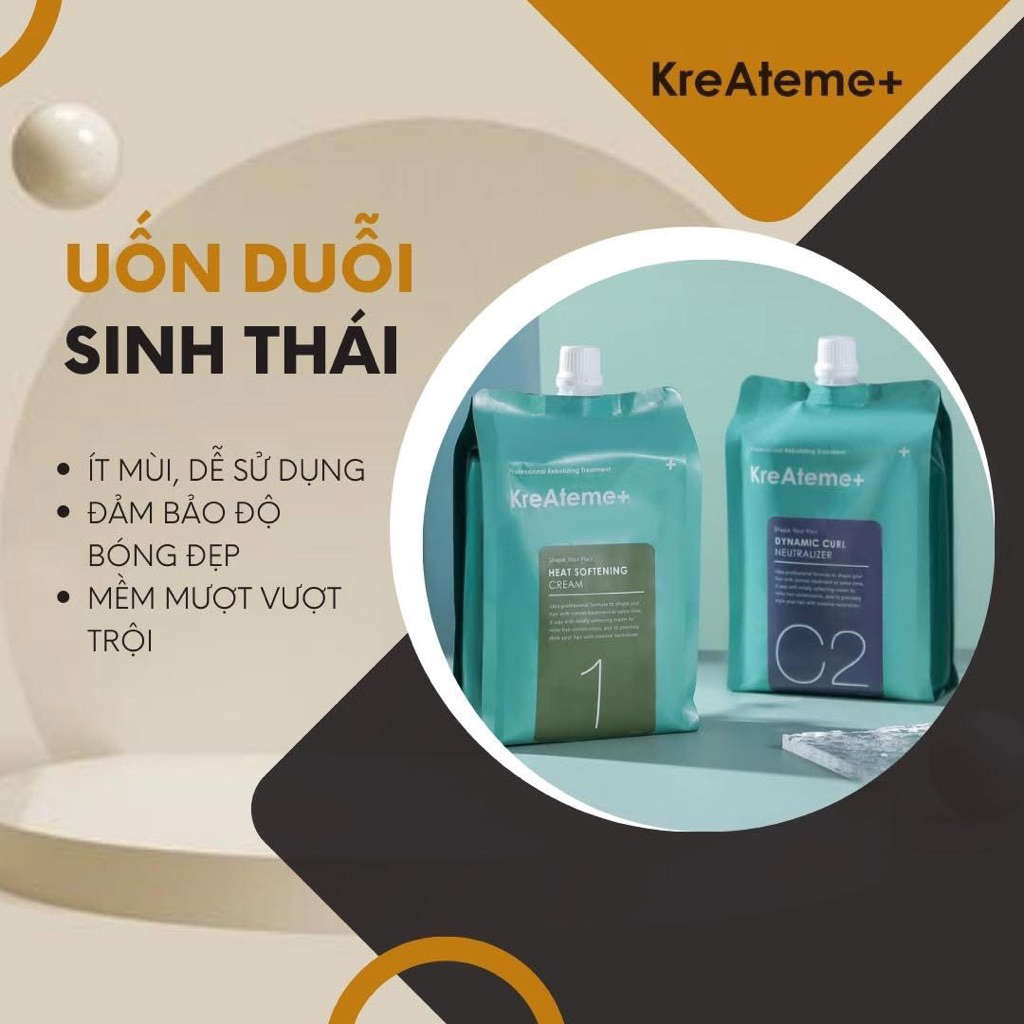 KreAteme Kem Uốn Nóng & Ép Duỗi Tóc 970g - Công Thức Amino Acid & Collagen Giúp Kiểm Soát Độ Ẩm Hạn Chế Khô Xơ Hư Tổn.
