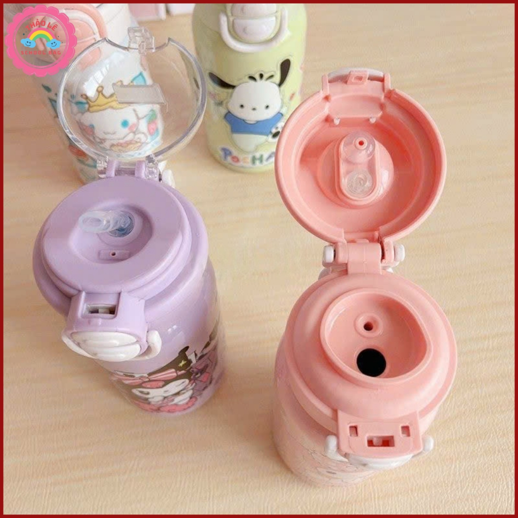 Bình nước giữ nhiệt trẻ em INOX 316 500ML, bình giữ nhiệt cho bé đi học cinamoroll melody kitty kuromi doremon TL2350