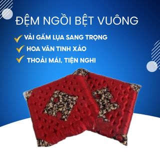 Đệm Ngồi Bệt Vuông 50x50 Gấm Lụa Thêu Hoa Văn – Nệm Ngồi Thiền/Nệm Ghế Văn Phòng Cao Cấp