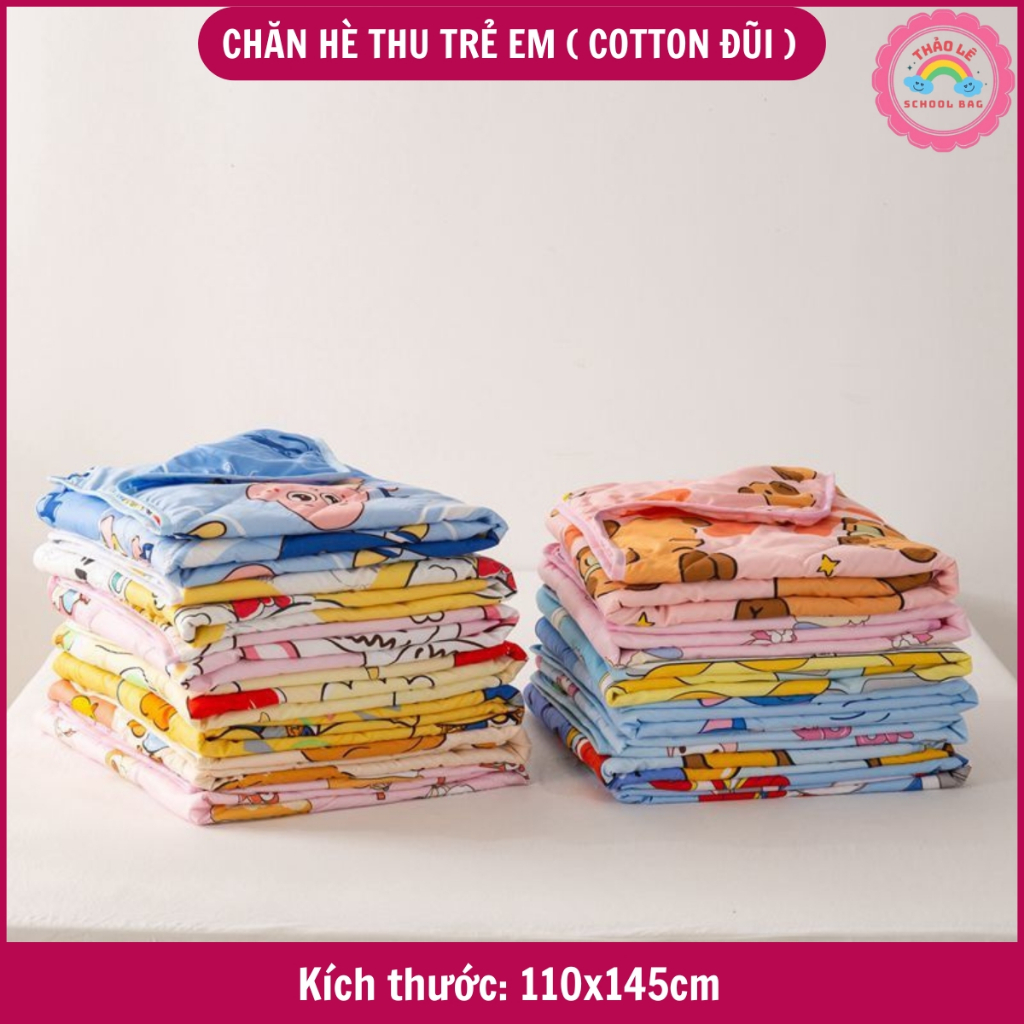 Chăn cho bé hè thu, chăn trẻ em cotton đũi nằm điều hòa, trời se lạnh mềm mại thoáng khí cho bé đi học kuromi TL2352