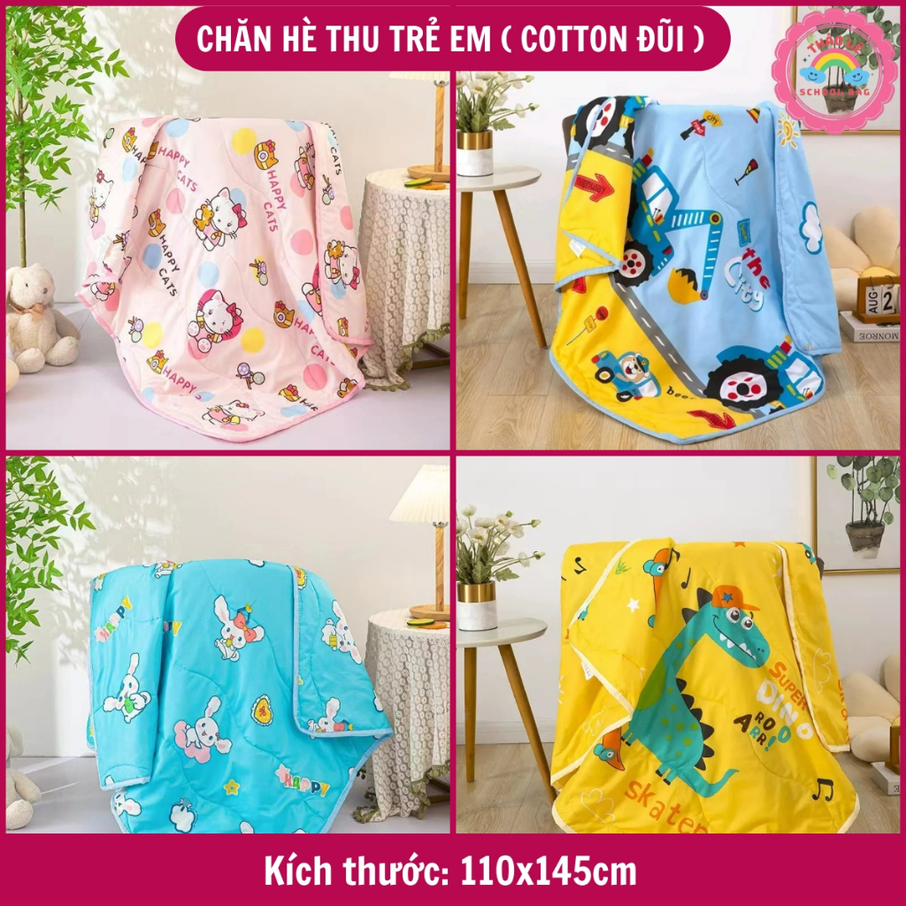 Chăn cho bé hè thu, chăn trẻ em cotton đũi nằm điều hòa, trời se lạnh mềm mại thoáng khí cho bé đi học kuromi TL2352