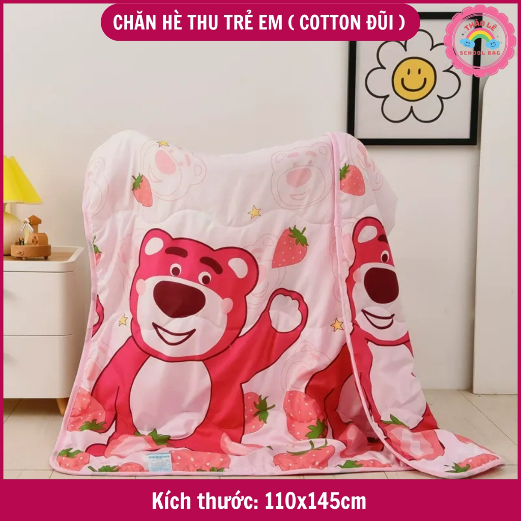 Chăn cho bé hè thu, chăn trẻ em cotton đũi nằm điều hòa, trời se lạnh mềm mại thoáng khí cho bé đi học kuromi TL2352
