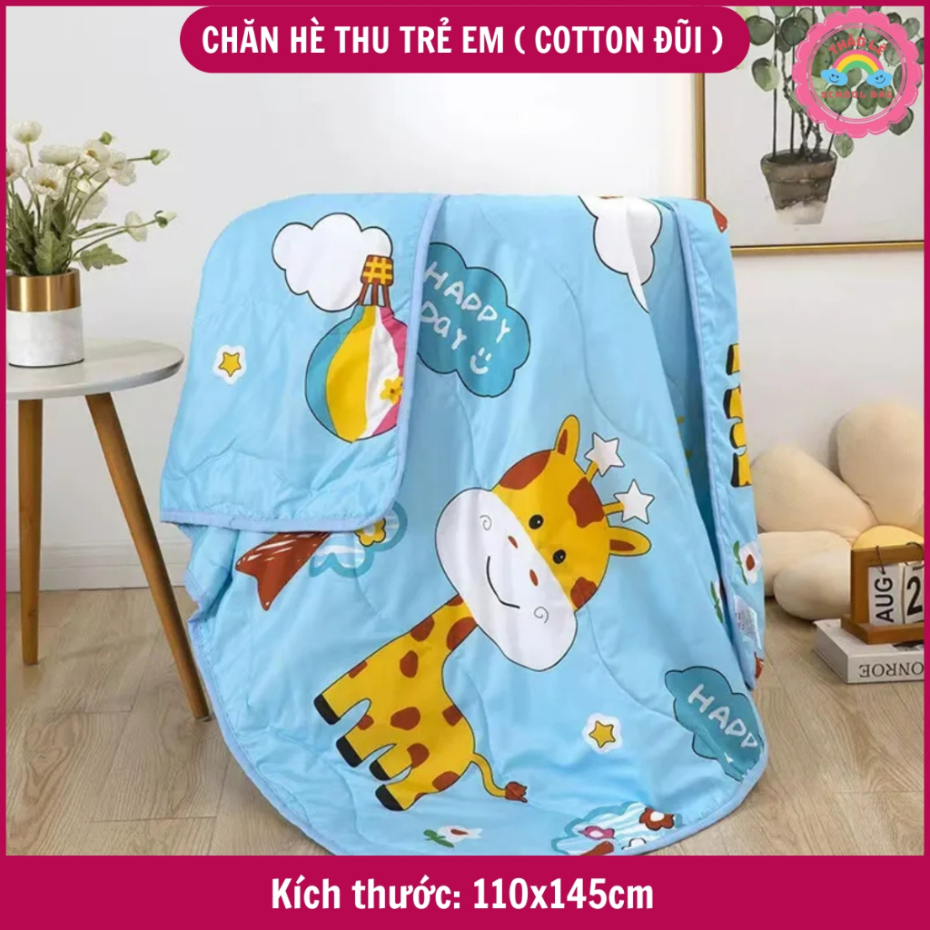 Chăn cho bé hè thu, chăn trẻ em cotton đũi nằm điều hòa, trời se lạnh mềm mại thoáng khí cho bé đi học kuromi TL2352