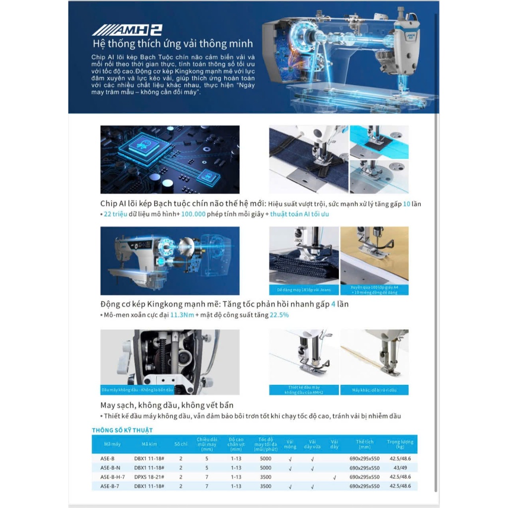Máy may 1 kim  điện tử Jack A5E_B (AMH2) đời cao nhất BẢO HÀNH 24 THÁNG BỂ DẦU KÍN