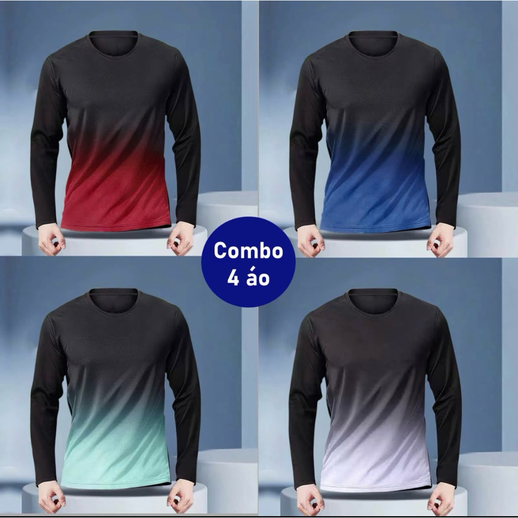 (Combo 2-3 Áo) Áo thun giữ nhiệt dài tay màu 3D cổ tròn chất liệu mềm mịn co giãn 4 chiều giữ nhiệt thu đông