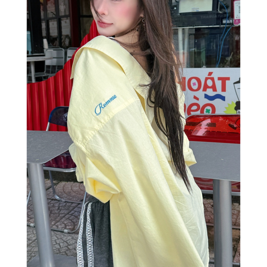 Remmus basic shirt - Áo sơ mi chất liệu cotton thô thoáng mát thêu logo Remmus