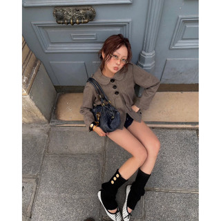 Le rouge | Tilly jacket Áo khoác dạ mùa thu cổ sen retro cổ điển Pháp