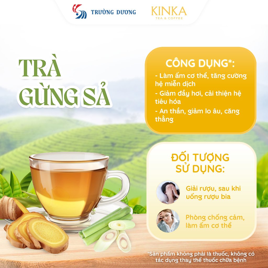 KINKA - Trà Gừng Sả túi lọc - 120g (2g x 60 túi)