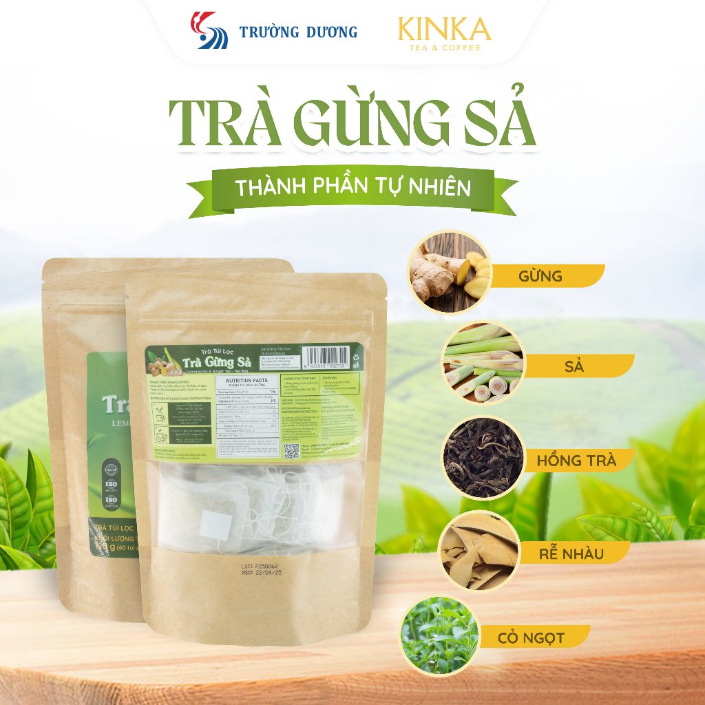 KINKA - Trà Gừng Sả túi lọc - 120g (2g x 60 túi)