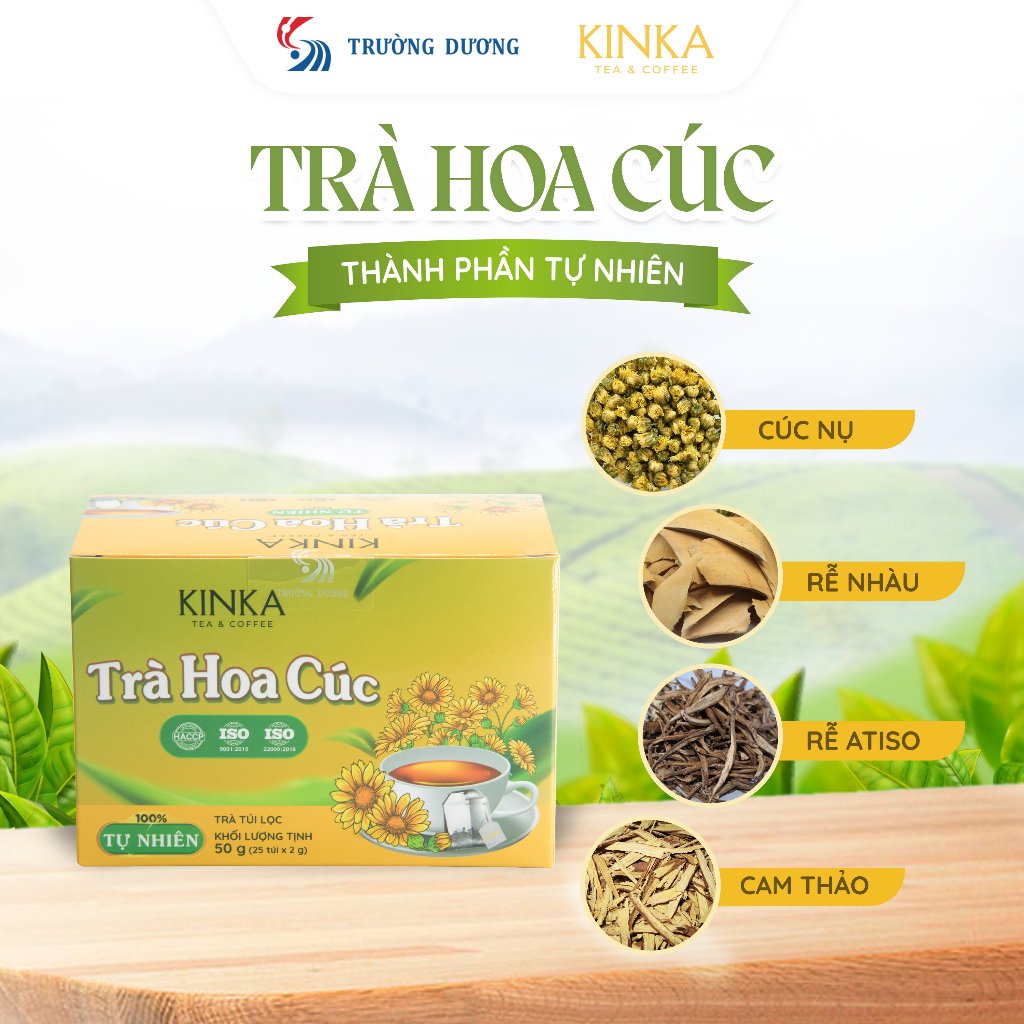 KINKA - Trà Hoa Cúc túi lọc - Hộp 50g (2g x 25 túi) - An thần, ngủ ngon