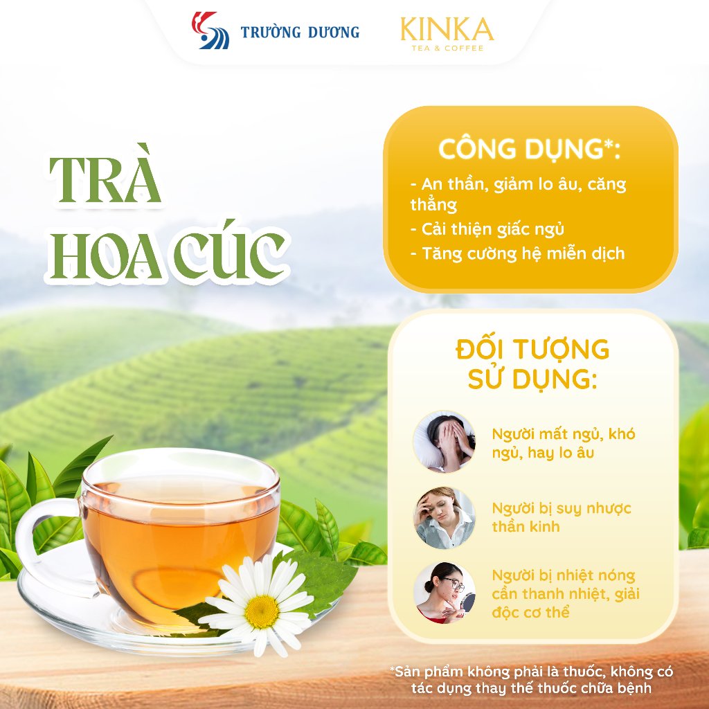 KINKA - Trà Hoa Cúc túi lọc - Hộp 50g (2g x 25 túi) - An thần, ngủ ngon