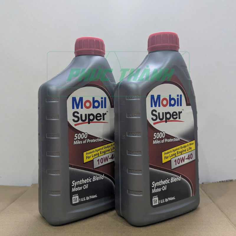 Thùng 6 Chai Dầu Nhớt Tổng Hợp Ô-Tô MOBIL SUPER 5000 10W40 946ml Nhập Khẩu USA - Chính Hãng