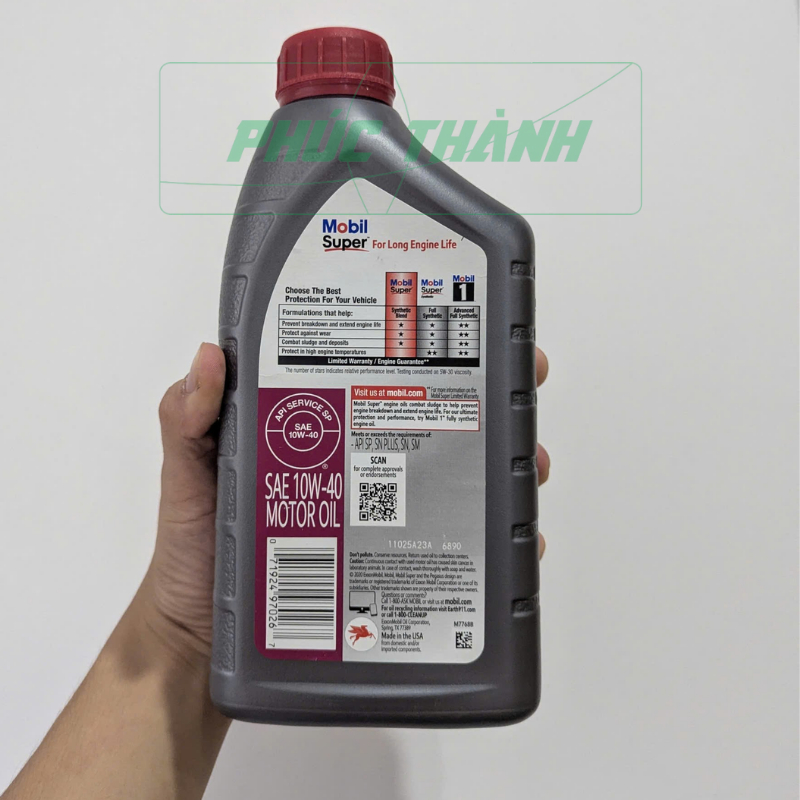 Thùng 6 Chai Dầu Nhớt Tổng Hợp Ô-Tô MOBIL SUPER 5000 10W40 946ml Nhập Khẩu USA - Chính Hãng