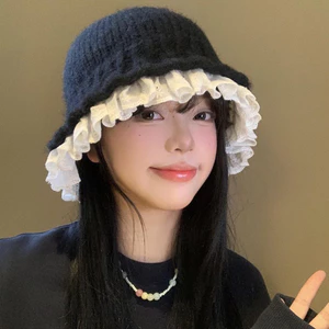 🎀 Mũ Len Phối Ren Hàn Quốc – Ngọt Ngào ✨