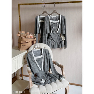 SET ĐẦM THUN CHẤM BI VIỀN PHỐI CHÂN VÁY LY BY LINHHOANG(Chuẩn Mẫu)-RUBY STORE