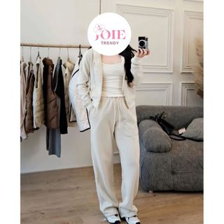 Set nữ 3 chi tiết áo lót trong, áo khoác len tăm mix cùng quần suông tôn dáng, set đồ nữ sang chảnh, sporty Joie Trendy