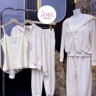 Set nữ 3 chi tiết áo lót trong, áo khoác len tăm mix cùng quần suông tôn dáng, set đồ nữ sang chảnh, sporty Joie Trendy