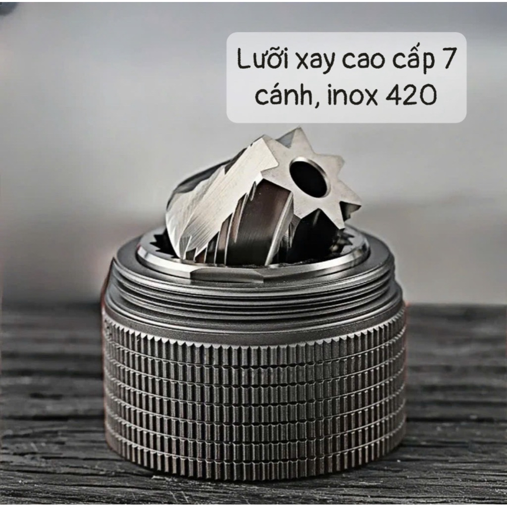 [HOẢ TỐC]  Cối xay cà phê thủ công (Bản nâng cấp). Lưỡi xay 7 trục thép nguyên khối SUS420 loại 7 cánh