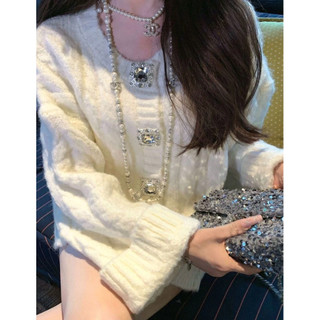 Set áo cardigan len xoắn cúc đá kết hợp quần short phong cách dễ thương