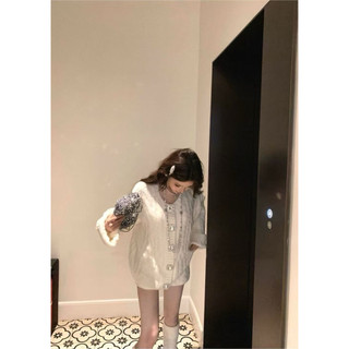 Set áo cardigan len xoắn cúc đá kết hợp quần short phong cách dễ thương