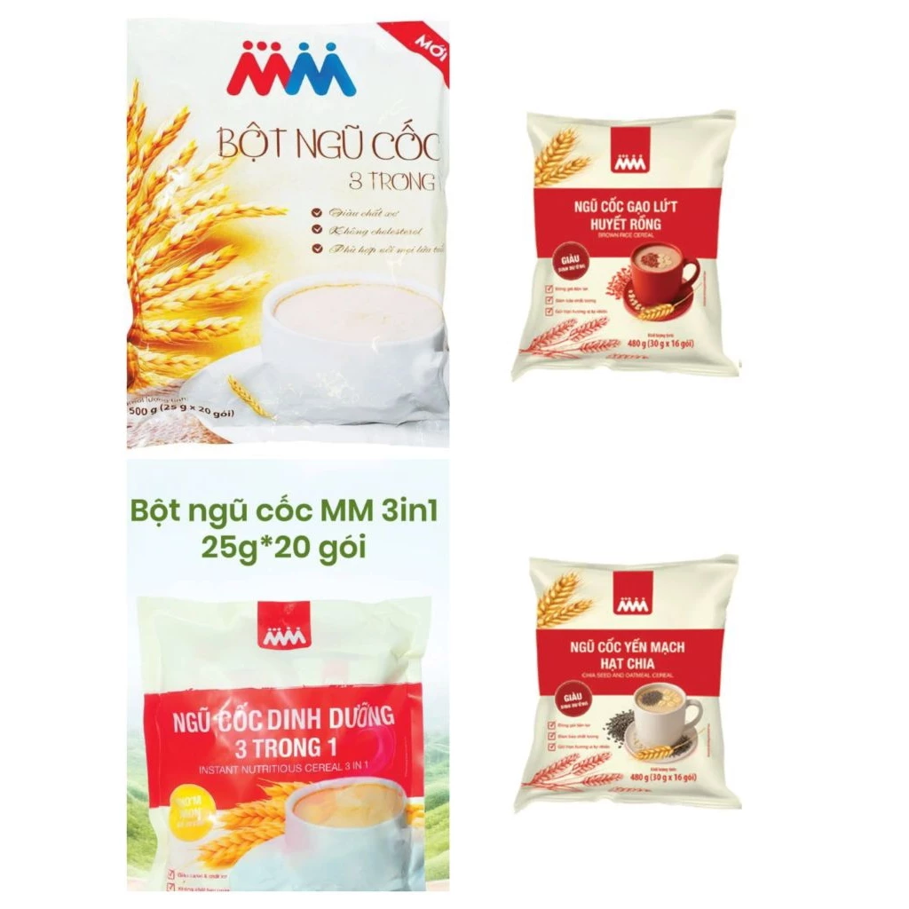  Bột Ngũ Cốc Dinh Dưỡng 3in1, Gạo Lứt Huyết Rồng, Yến Mạch Hạt Chia MM