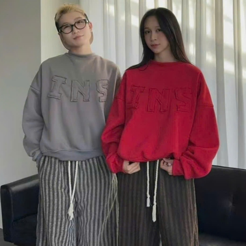 ( QUÀ TẶNG NHỎ TỪ SHOP CHUYÊN) Áo Sweater In Thêu Chữ Nổi INS from Rộng Phong Cách Hàn Quốc Nam Nử Đều mặc đep 5 Màu SSL