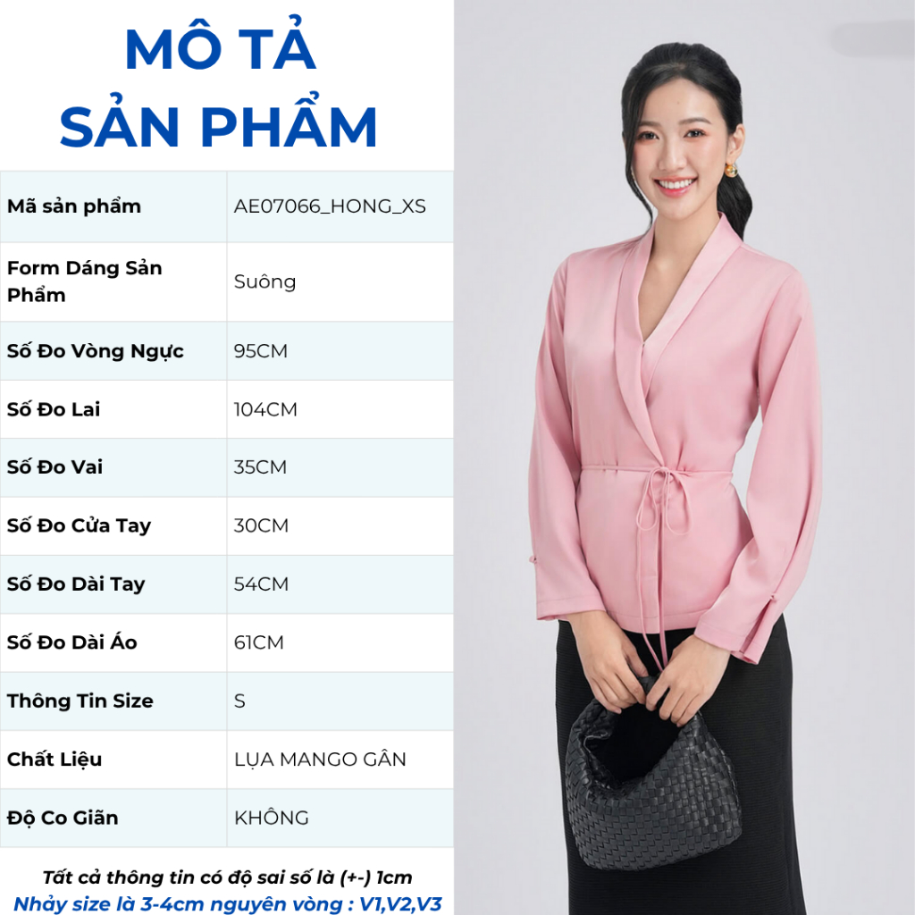 Áo Sơ Mi Nữ Tay Dài GUMAC Form Suông Cổ V Đắp Chéo Kèm Dây Thắt Eo AE07066