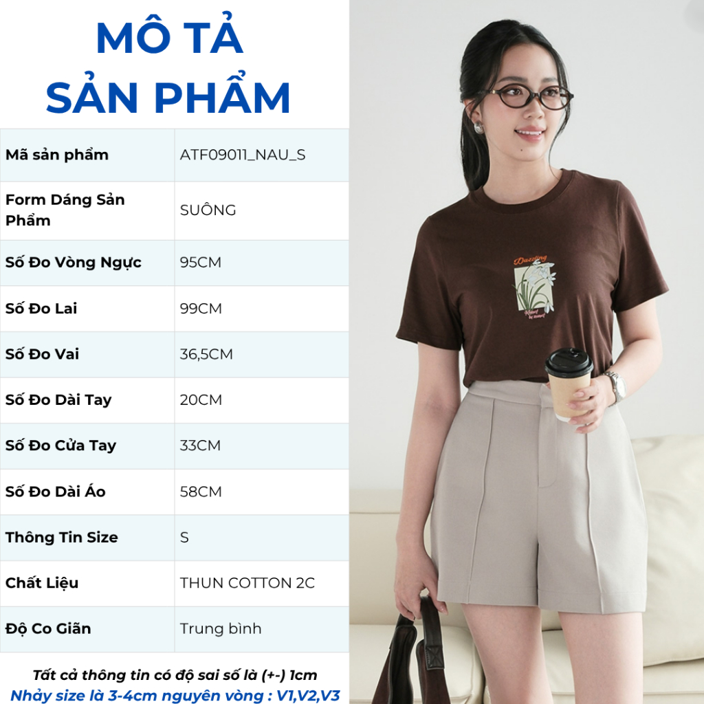 Áo Thun Nữ GUMAC Form Regular Cổ Tròn Tay Ngắn In Phía Trước Áo ATF09011