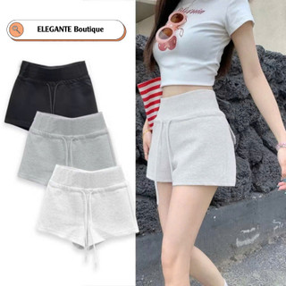 Quần Short Nữ ELEGANTE Chất Liệu Vải Nỉ 2 Da Cao Cấp Cạp Chun Thoáng Mát Phong Cách Thể Thao,
