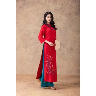 SWANLAKE | Áo Dài Tết Cách Tân Nữ Thanh Hoa Phom Suông Chất Vải Linen Thêu Đính Nút L13090