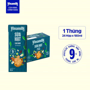 Thùng 24 hộp sữa hạt Cao Đạm ít đường Vinamilk - hộp 180ml