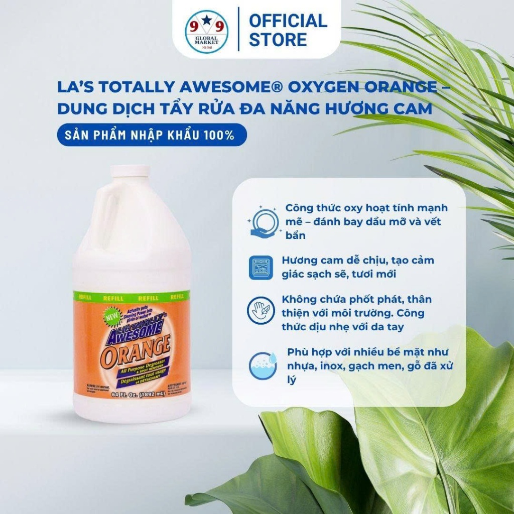 NƯỚC LAU SÀN - LA’s Totally Awesome® - Oxygen - Orange –  64 OZ (1.892ml)