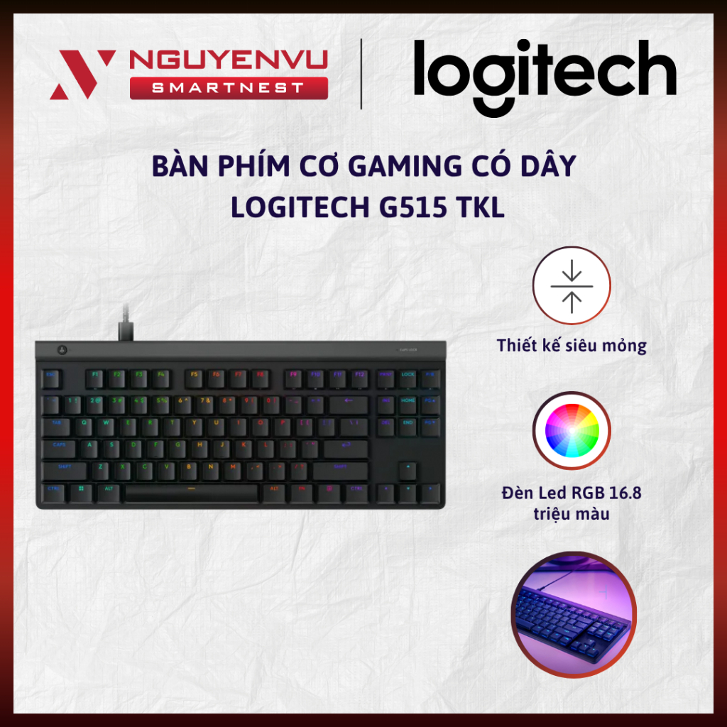 [CHÍNH HÃNG] Bàn phím Gaming có dây Low profile Logitech G515 TKL ...