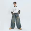 Quần Denim Wash Xanh Ống Rộng Unisex Form Rộng Dáng Thụng GODMOTHER 2025