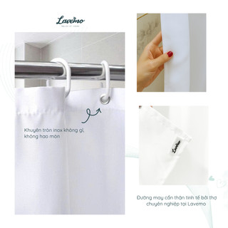 Rèm Phòng Tắm Màu Trắng LAVEMO 100% Polyester Hàng Đẹp Cao Cấp Chống Thấm Nước LA4411