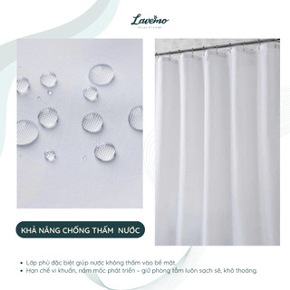 Rèm Phòng Tắm Màu Trắng LAVEMO 100% Polyester Hàng Đẹp Cao Cấp Chống Thấm Nước LA4411