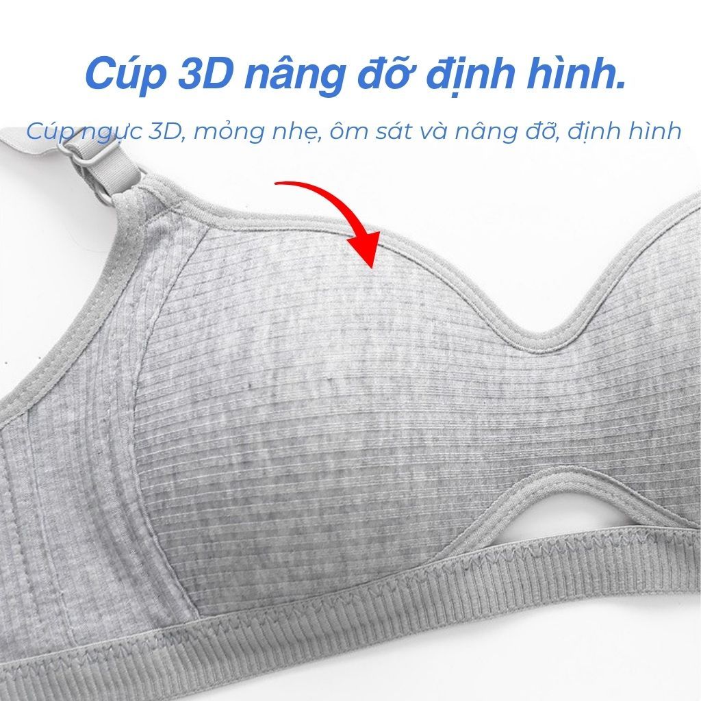 Áo ngực nữ cotton không gọng đệm mút mỏng mềm mại thoáng mát khoét trước cute gợi cảm LANIXA A6114
