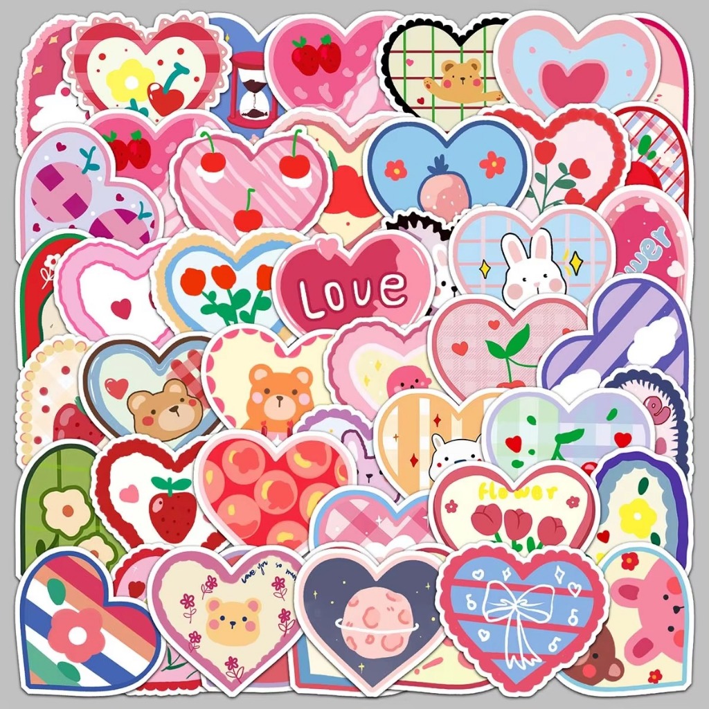 100 Miếng Sticker Trái Tim Dễ Thương Chống Thấm Nước Dán Nón Vali ...