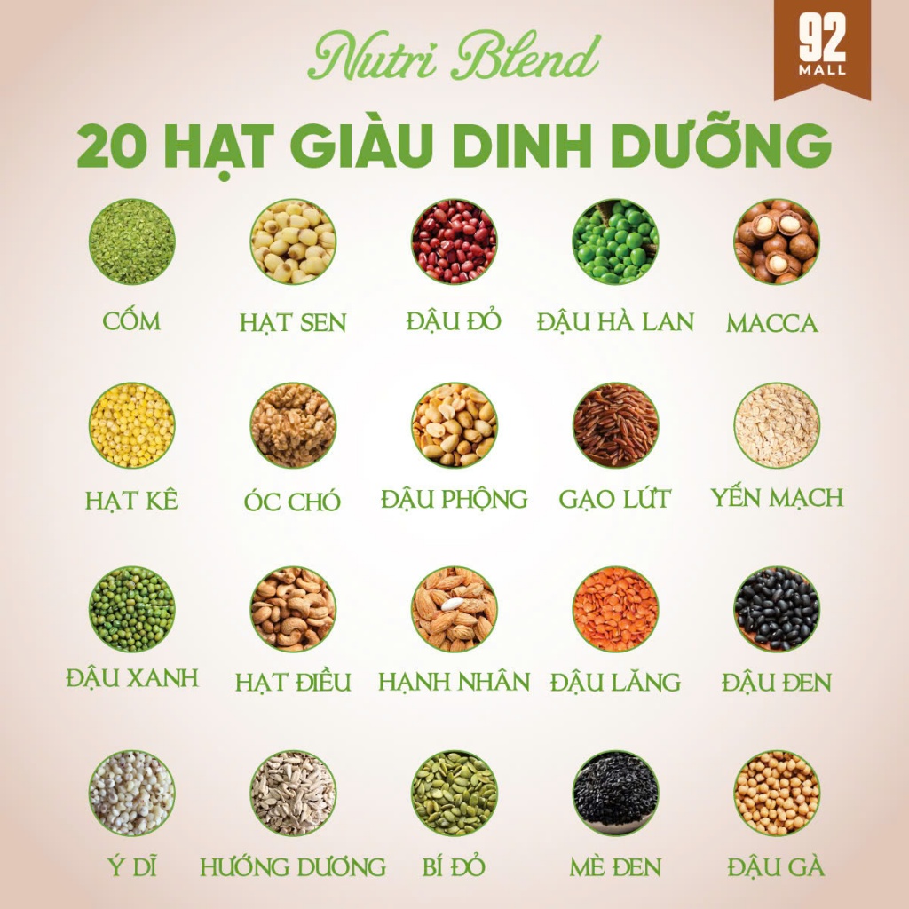 SET 30 NGÀY Hạt Dinh Dưỡng Hữu Cơ Hút Chân Không Nấu Sữa,Ăn Dặm, Cháo Bé, Kiểm Soát Cân Nặng