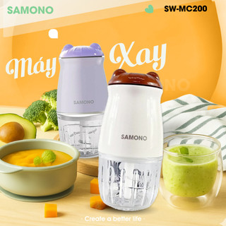 Máy xay thực phẩm mini đa năng Samono SW-MC200, 6 lưỡi dao, dung tích 300ml, 200W, xay nhuyễn cho bé hình gấu bear
