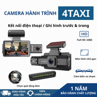 Camera hành trình ô tô 4TAXI Ghi hình trước trong xe Kết nối điện thoại Phân giải 1080HD Hỗ trợ ghi hình đêm BH 12 tháng
