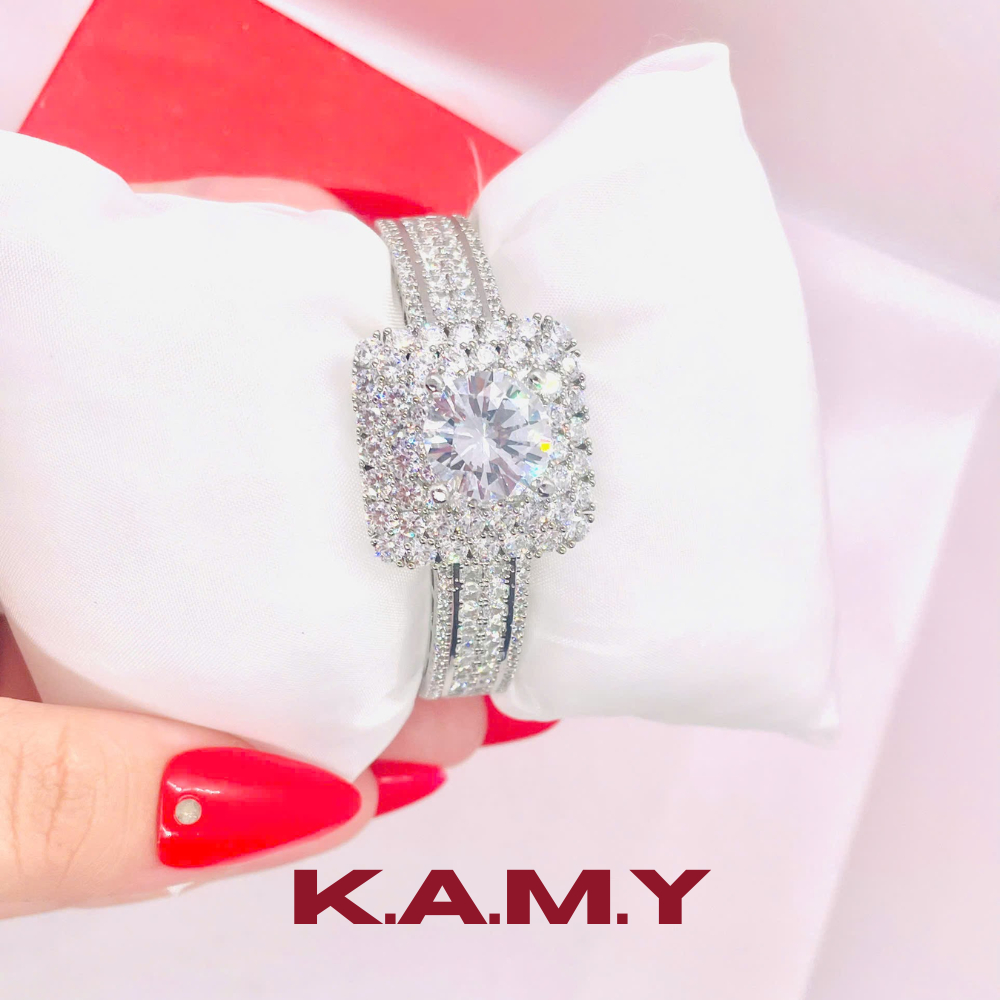 Vòng Tay Nữ Đính Đá CZ Cao Cấp – Mạ Bạch Kim Sang Trọng, Kiểu Đính Đá To Lấp Lánh Như Kim Cương