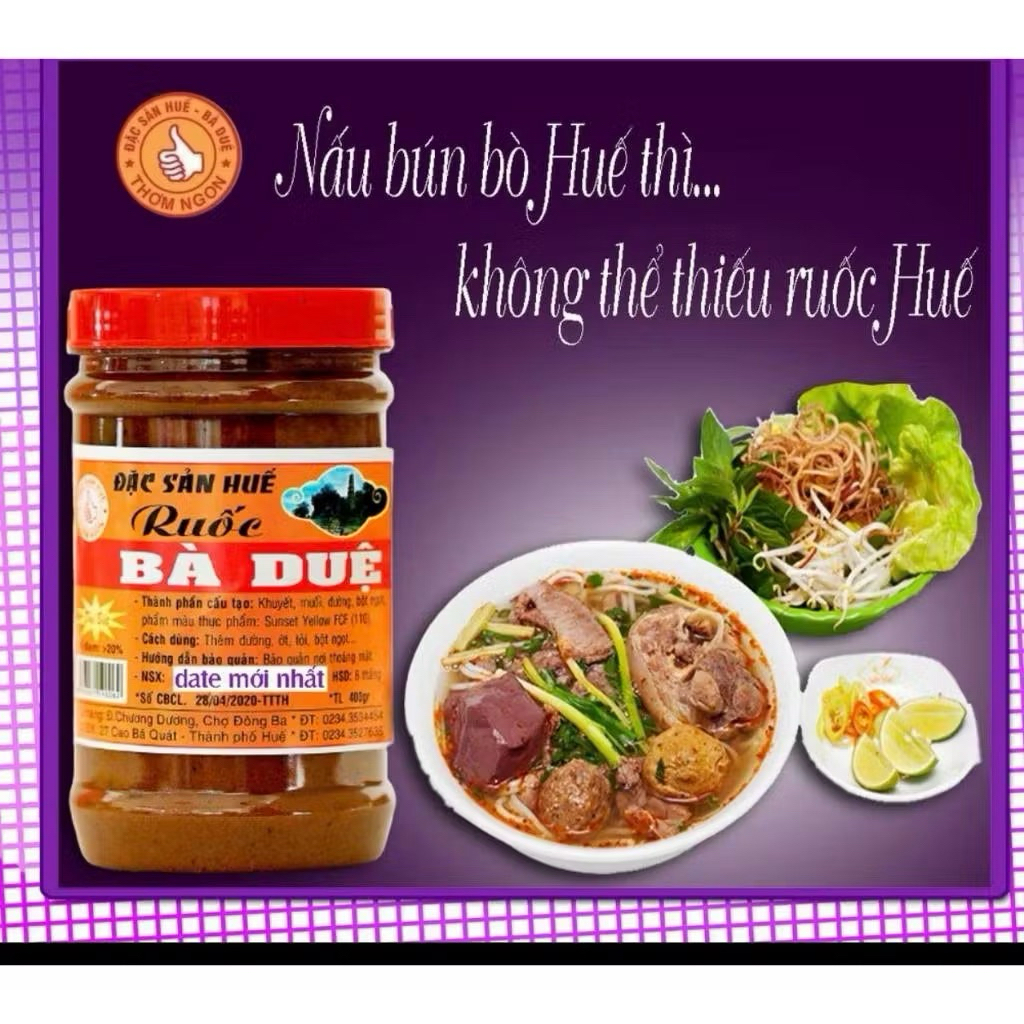 COMBO 10 Hũ Mắm Ruốc Huế Bà Duệ (DATE MỚI) Chuẩn Vị Bún Bò - Món Mắm Đặc Trưng Xứ Huế Hũ 400G