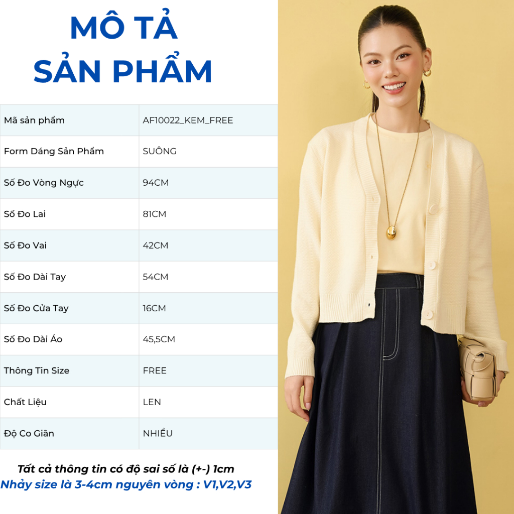 Áo len nữ GUMAC cardigan trơn cổ tim tay dài đính khuy nút nhựa  AF10022