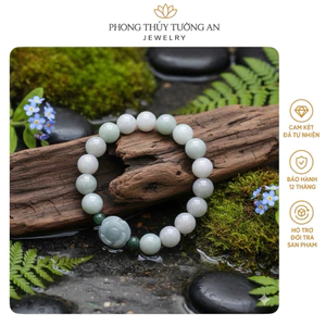 Vòng tay Phỉ Thúy tự nhiên mix charm Hoa Hồng – Phong Thủy Vượng Duyên, Tài Lộc Hanh Thông
